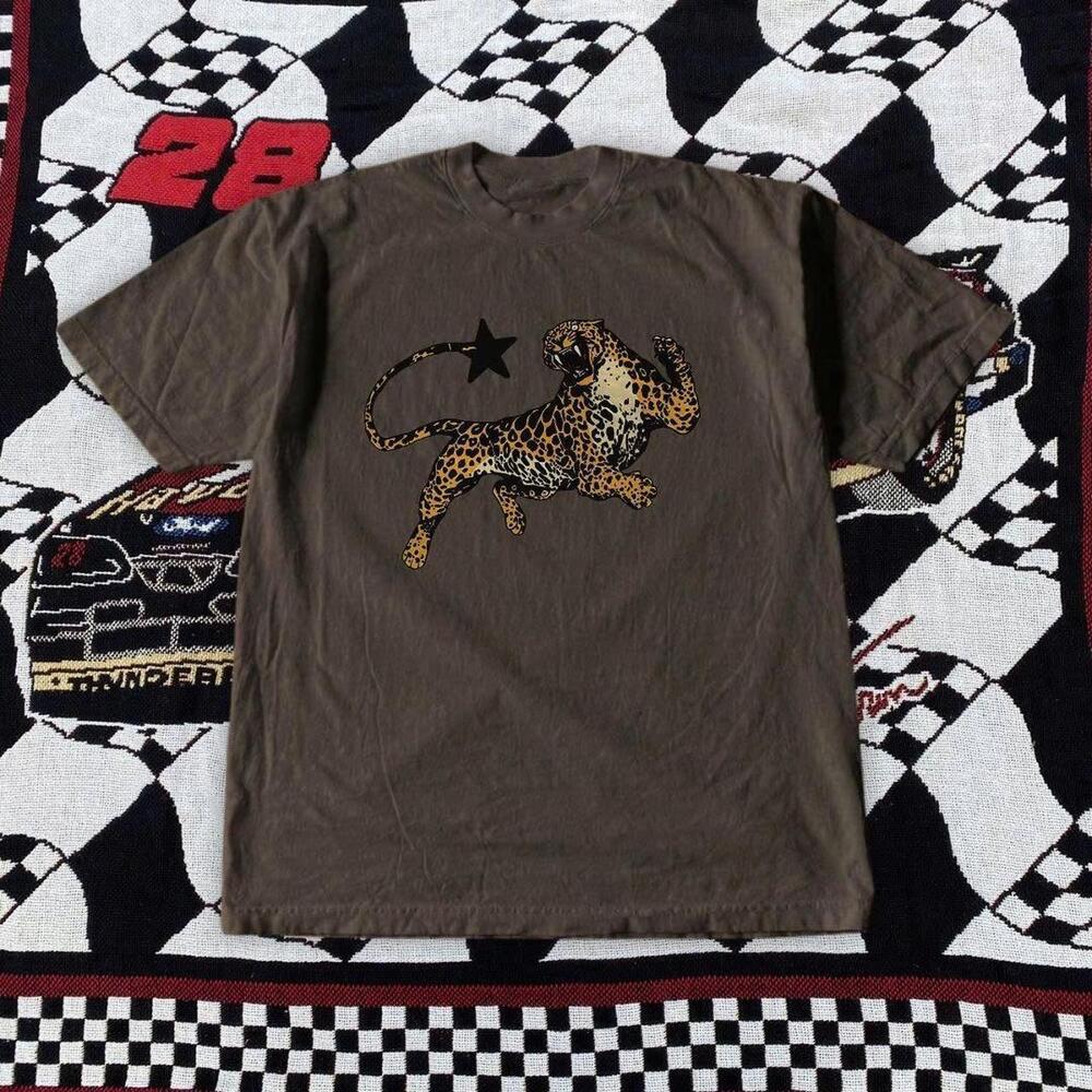 Brown Tiger Graphic Tee With Cheetah